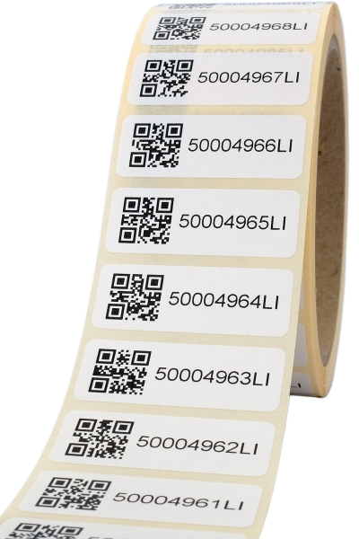 Barcodeetiketten 40x15mm QR Code fortlaufend nummeriert